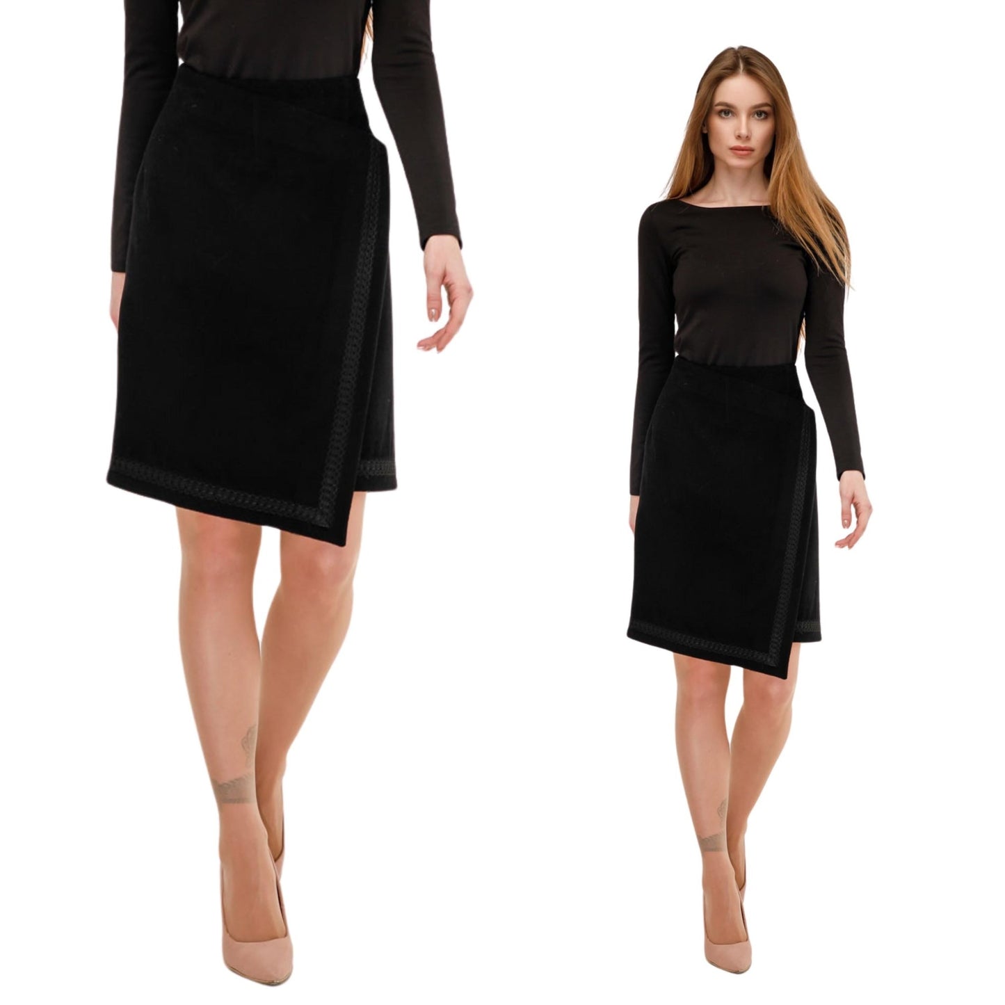 Asymmetric Wool Wrap Skirt - A - Line Midi for Autumn and Winter Юбка Ю - 1077 Рapit/DoubleVAP Тон 4 - FAVORITTI