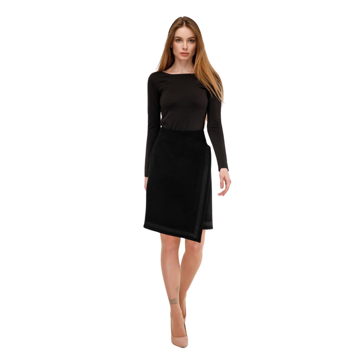 Asymmetric Wool Wrap Skirt - A - Line Midi for Autumn and Winter Юбка Ю - 1077 Рapit/DoubleVAP Тон 4 - FAVORITTI