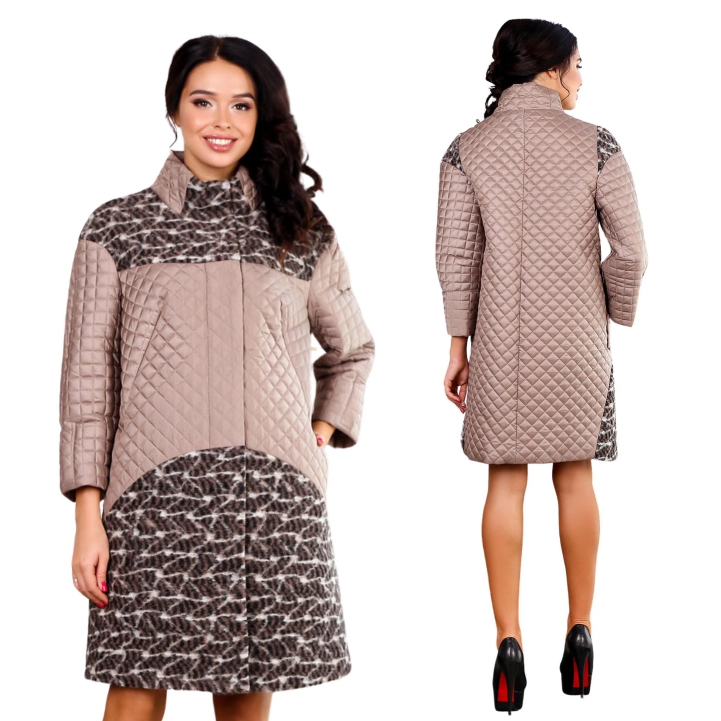 Beige Quilted Jacket Women Quilt Coat Spring Autumn Пальто В - 1060 Seul Jaco Тон 751 - FAVORITTI