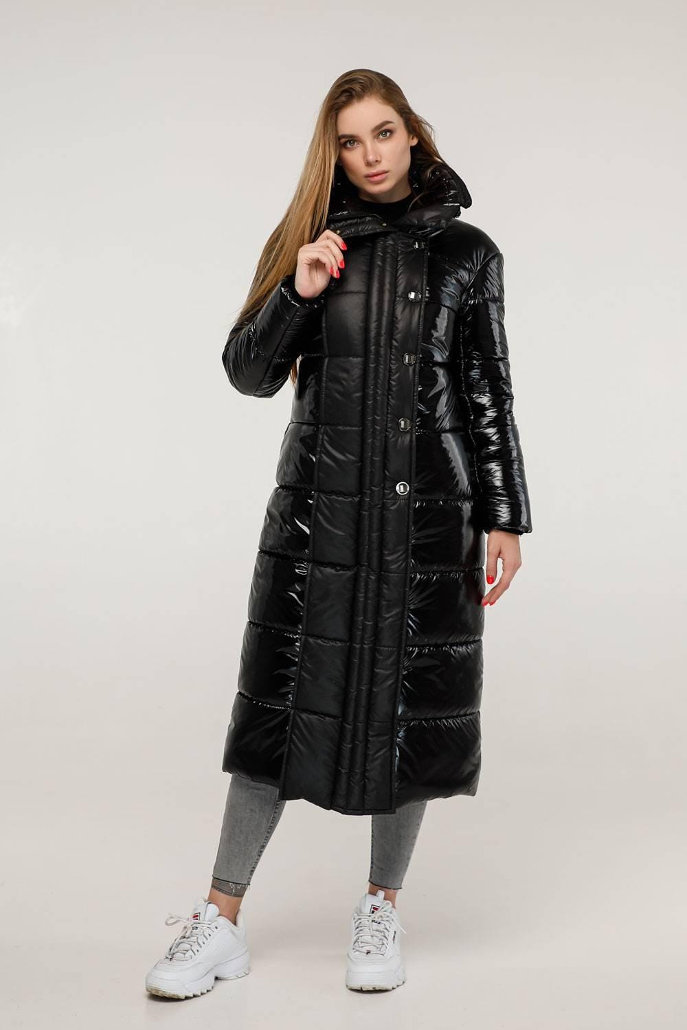Black Long Puffer Coat Warm Winter Clothing Пуховик ПВ - 1279 Лак Тон 16 - FAVORITTI