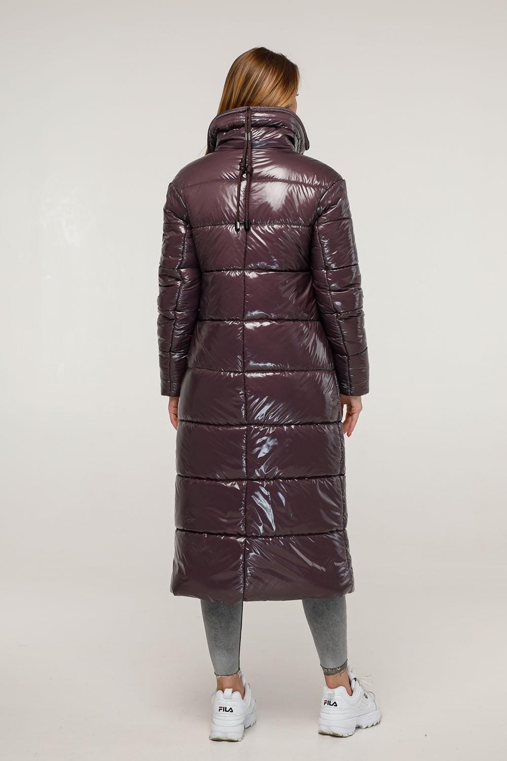 Brown Long Puffer Coat Warm Winter Clothing Пуховик ПВ - 1279 Лак Тон 22 - FAVORITTI