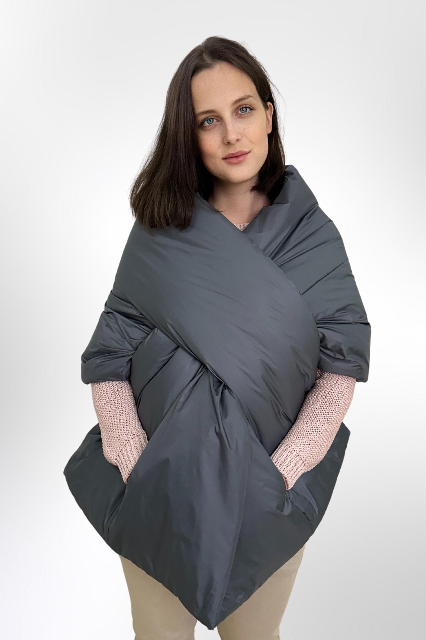 Cape Coat Scarf With Pockets Puffer Large Stole 20x85in Blanket Shawl Cape Around Shoulders Wrap Warm Winter Gift Womens Clothing - FAVORITTI