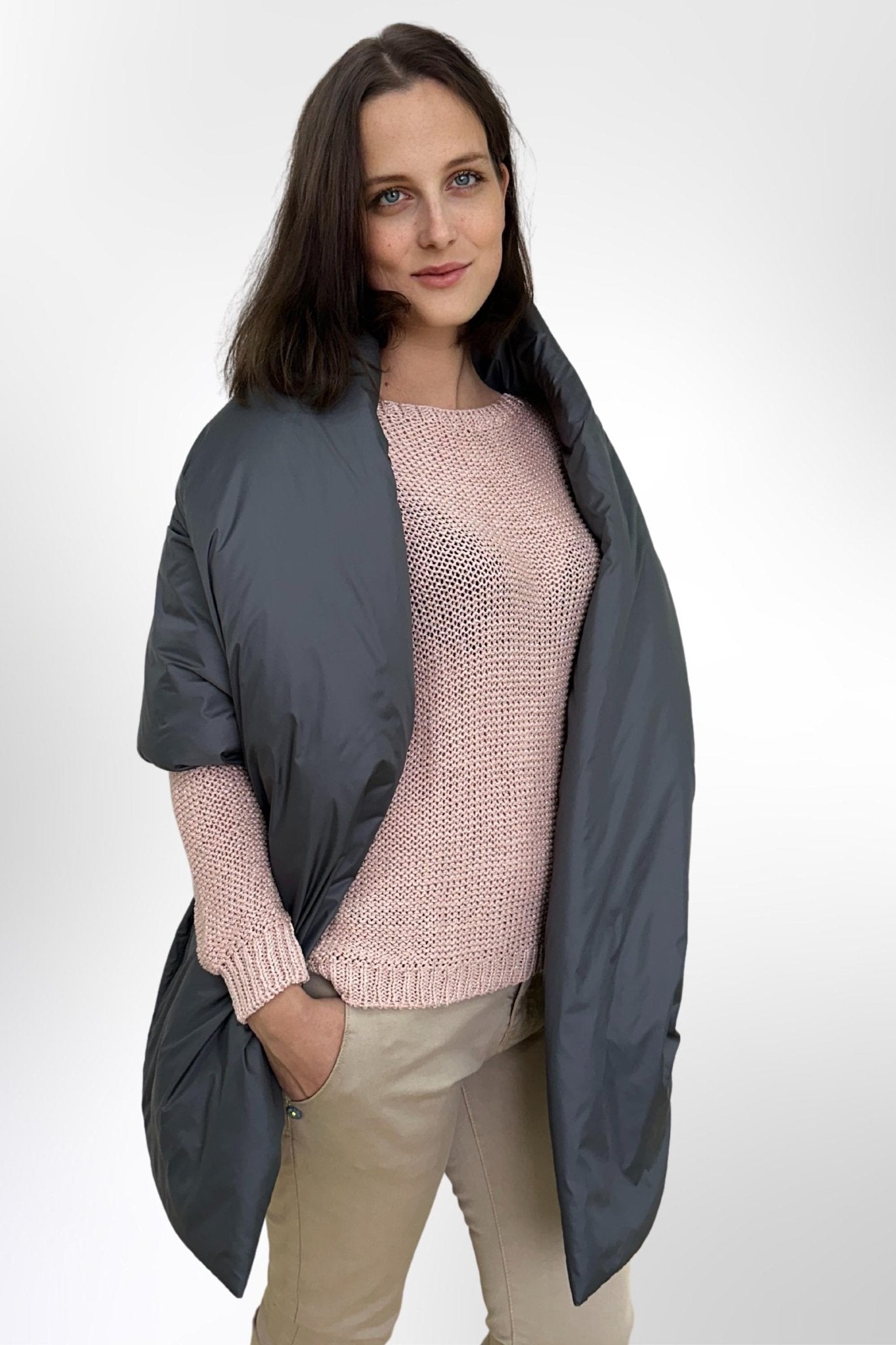 Cape Coat Scarf With Pockets Puffer Large Stole 20x85in Blanket Shawl Cape Around Shoulders Wrap Warm Winter Gift Womens Clothing - FAVORITTI