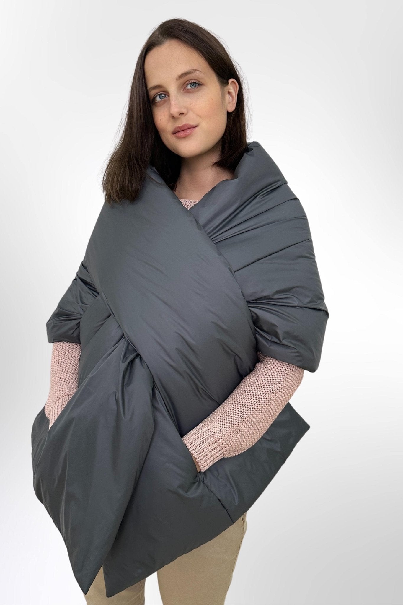 Cape Coat Scarf With Pockets Puffer Large Stole 20x85in Blanket Shawl Cape Around Shoulders Wrap Warm Winter Gift Womens Clothing - FAVORITTI