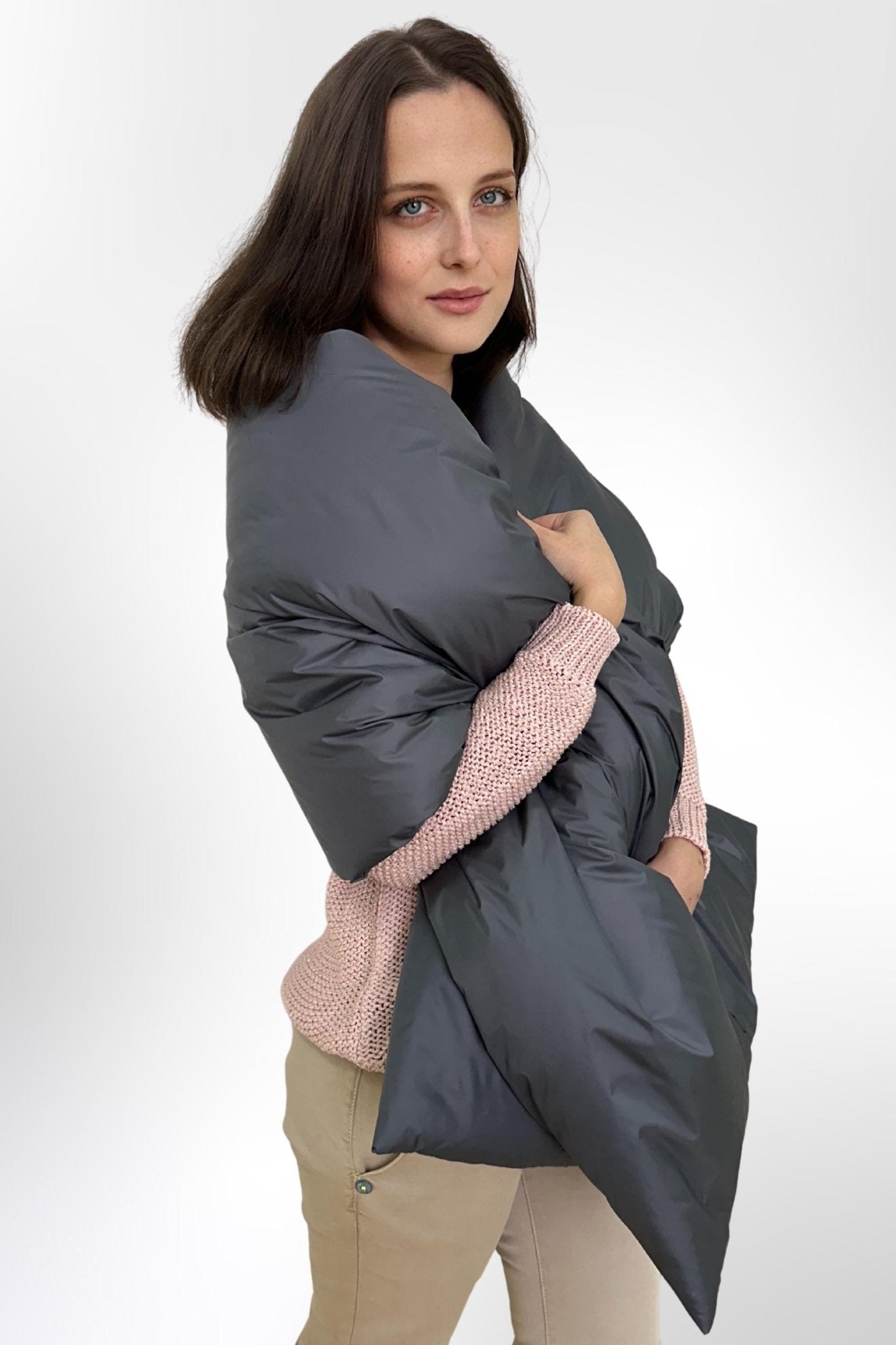 Cape Coat Scarf With Pockets Puffer Large Stole 20x85in Blanket Shawl Cape Around Shoulders Wrap Warm Winter Gift Womens Clothing - FAVORITTI