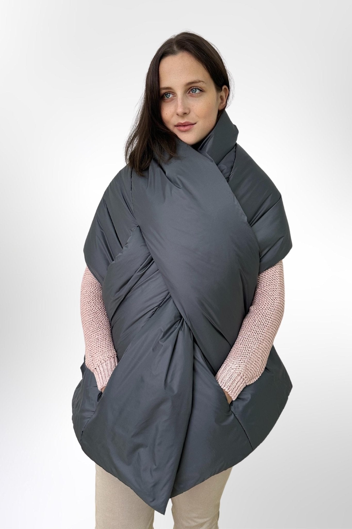 Cape Coat Scarf With Pockets Puffer Large Stole 20x85in Blanket Shawl Cape Around Shoulders Wrap Warm Winter Gift Womens Clothing - FAVORITTI