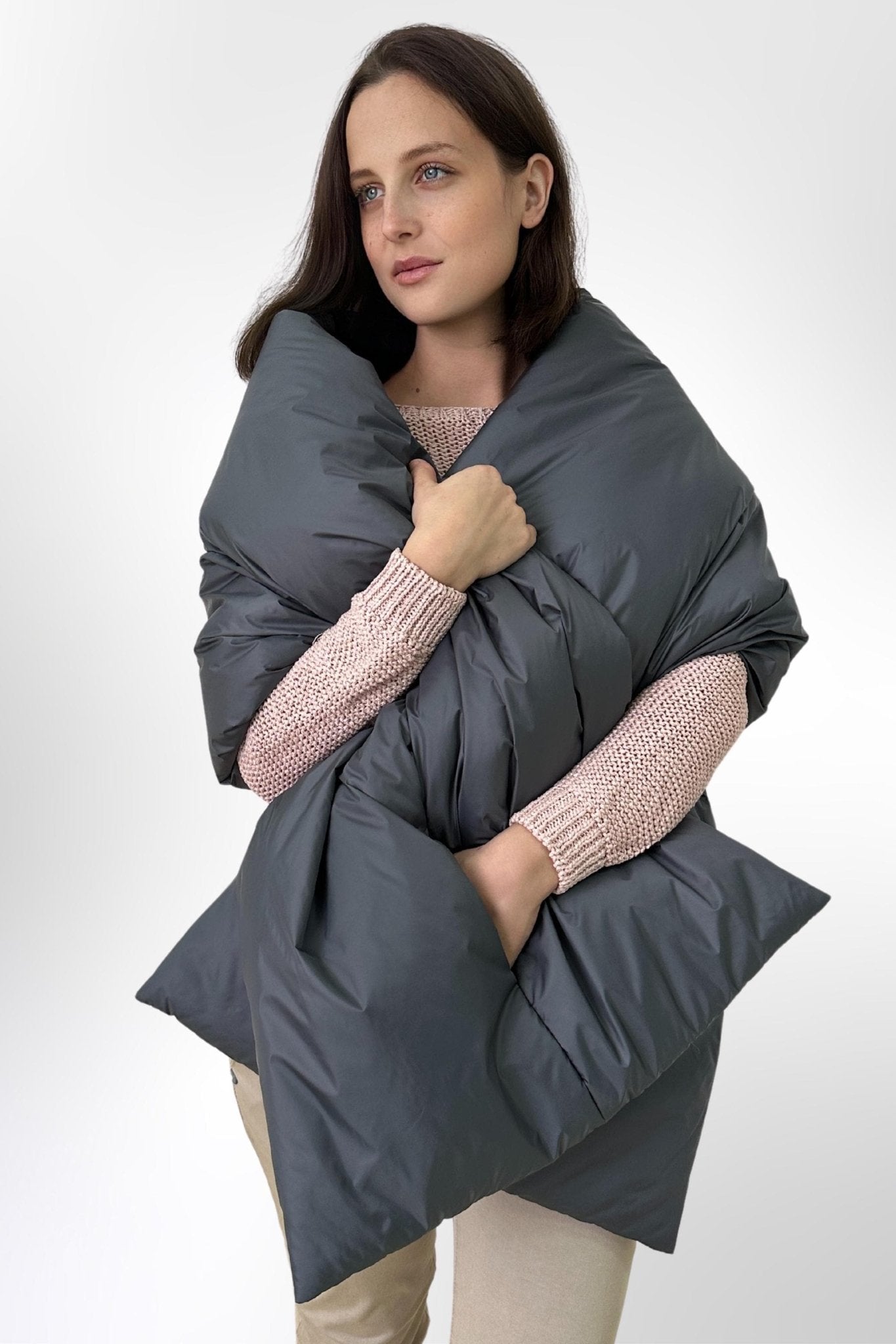 Cape Coat Scarf With Pockets Puffer Large Stole 20x85in Blanket Shawl Cape Around Shoulders Wrap Warm Winter Gift Womens Clothing - FAVORITTI