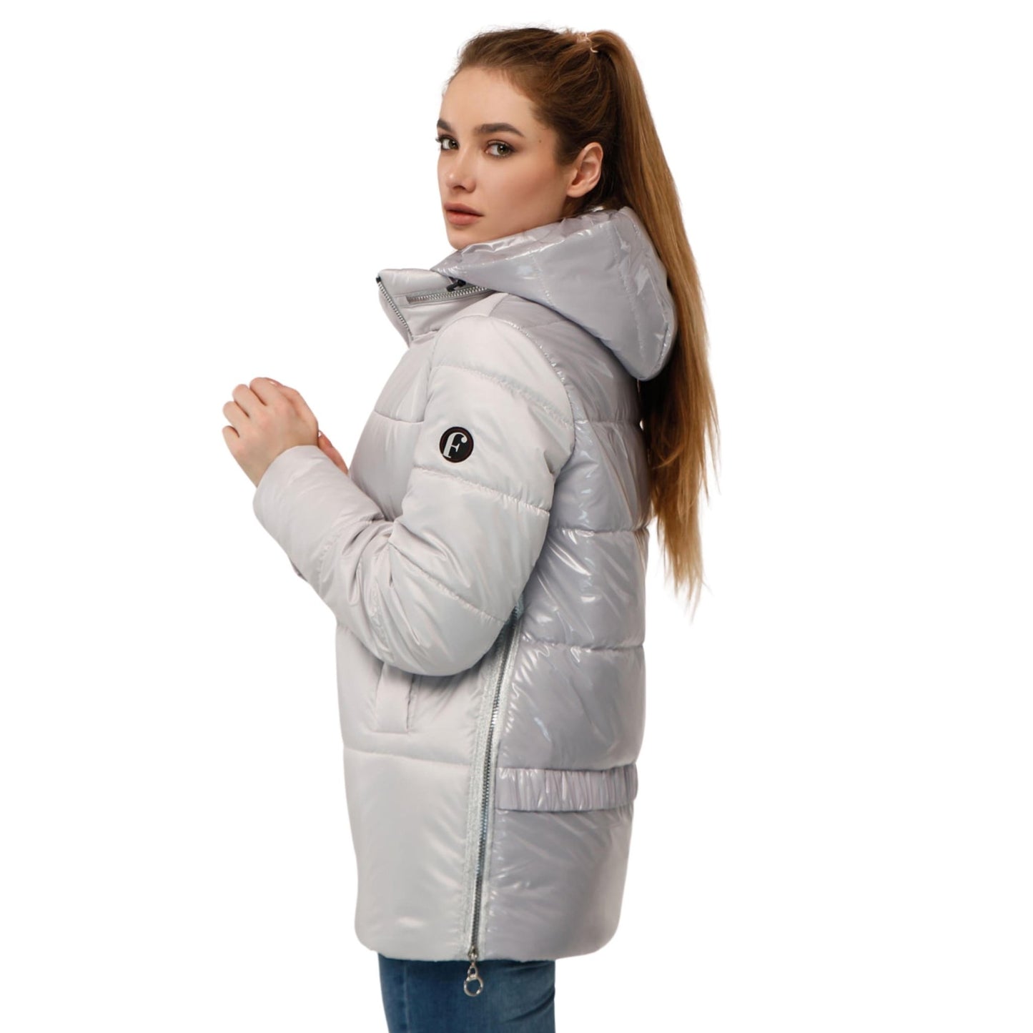 Grey Puffer Jacket Womens Quilted Puffy Down Coat Куртка В - 1272 Лак Тон 5 + Тон 5А - FAVORITTI