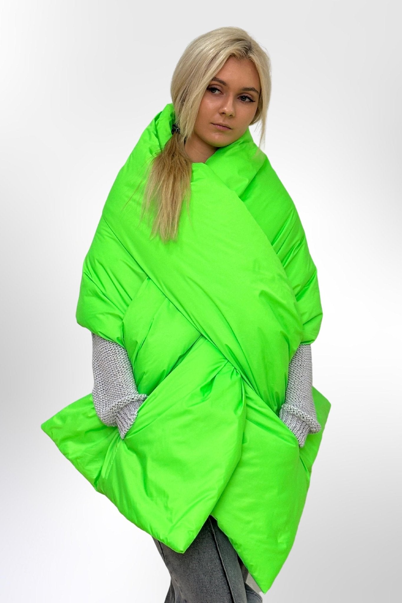 Hot Pink Puffer Large Scarf 20x85in with 2 pockets Blanket Shawl Cape Around Shoulders Wrap Warm Winter Gift More Colors - FAVORITTI