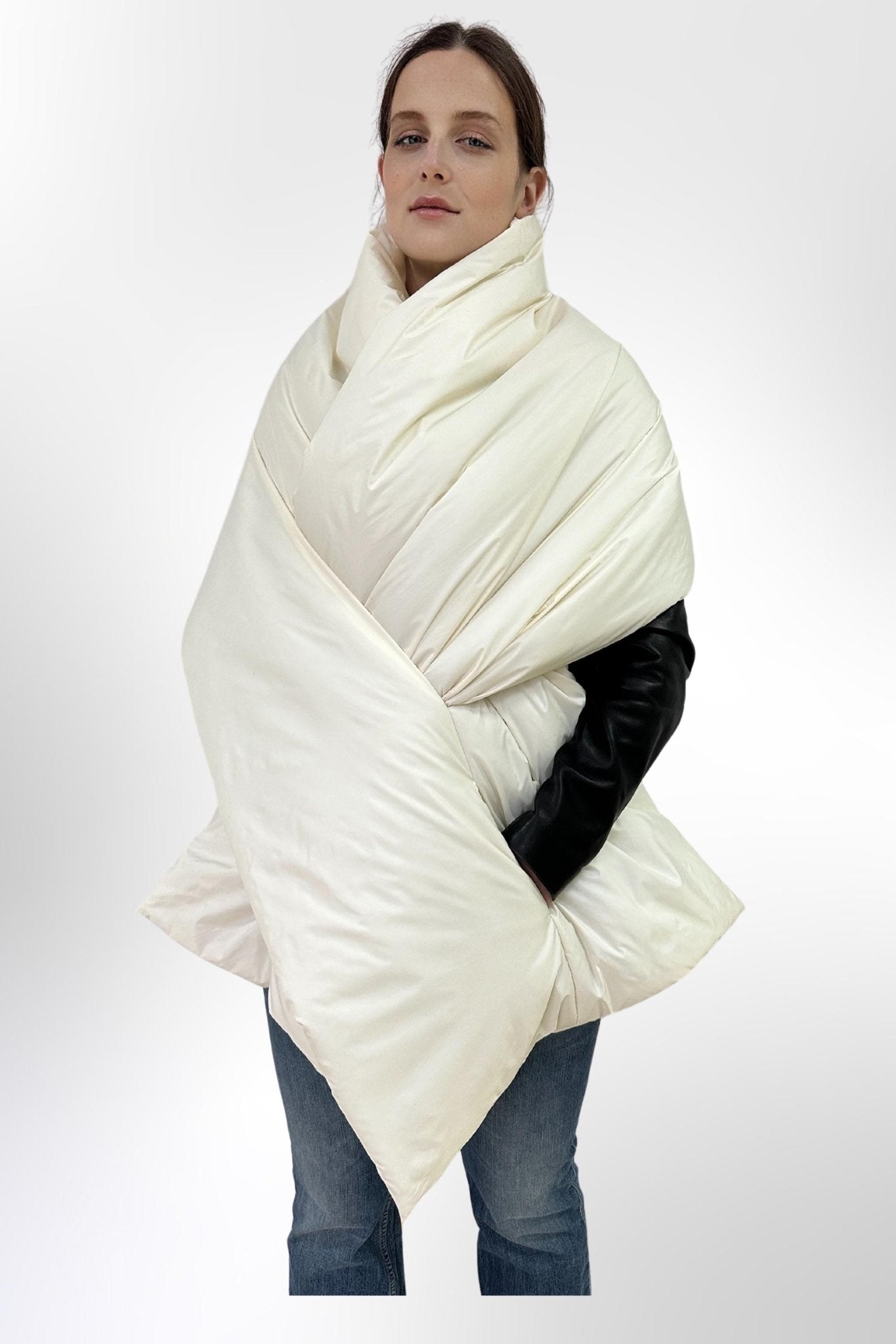 Ivory Blanket Shawl Stole Around Shoulders Wrap Puffer Cape Large Scarf 20x85in With Pockets Warm Winter Christmas Gift Womens Clothing - FAVORITTI