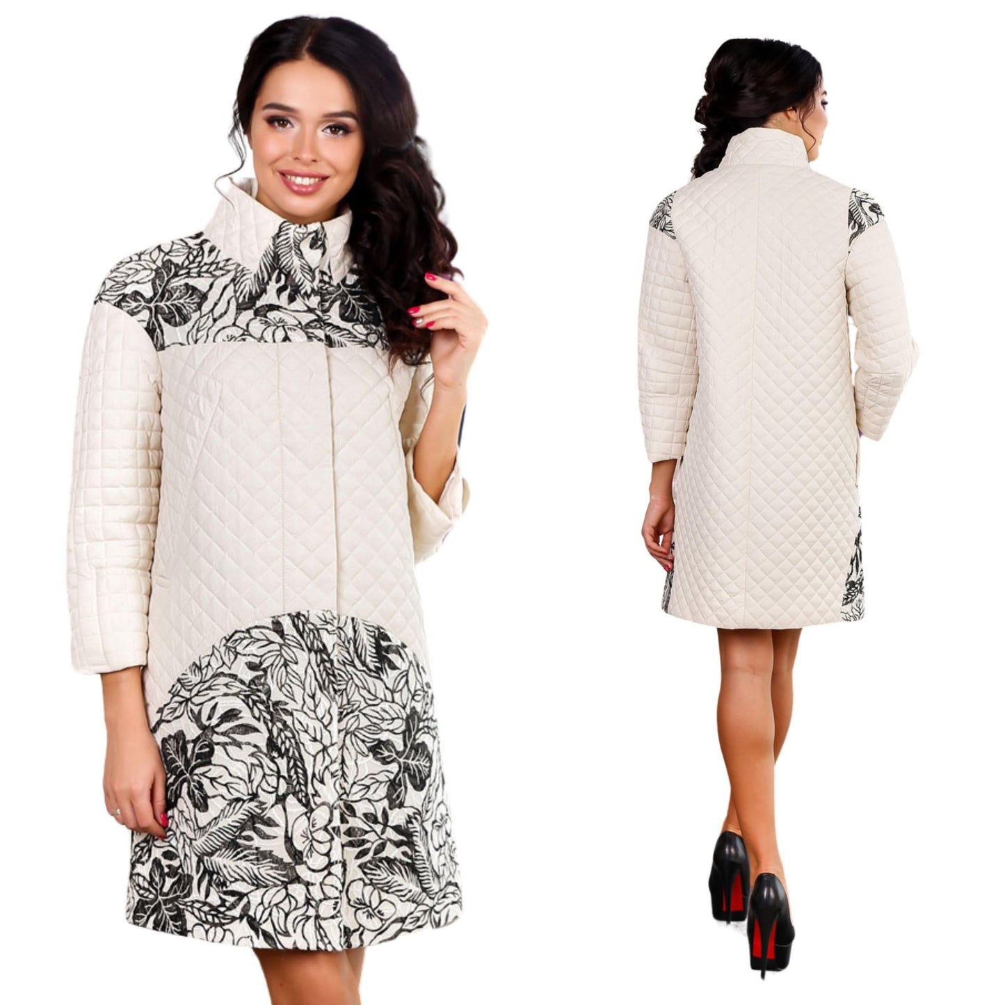 Ivory Quilted Jacket Women Quilt Coat Spring Autumn Пальто В - 1060 Oasi Тон 8 - FAVORITTI