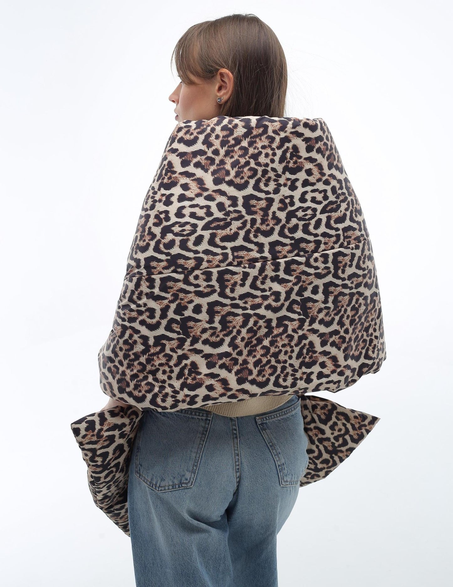 Leopard Puffer Large Scarf 20x85in with 2 pockets Blanket Shawl Cape Around Shoulders Wrap Warm Winter Gift More Colors - FAVORITTI