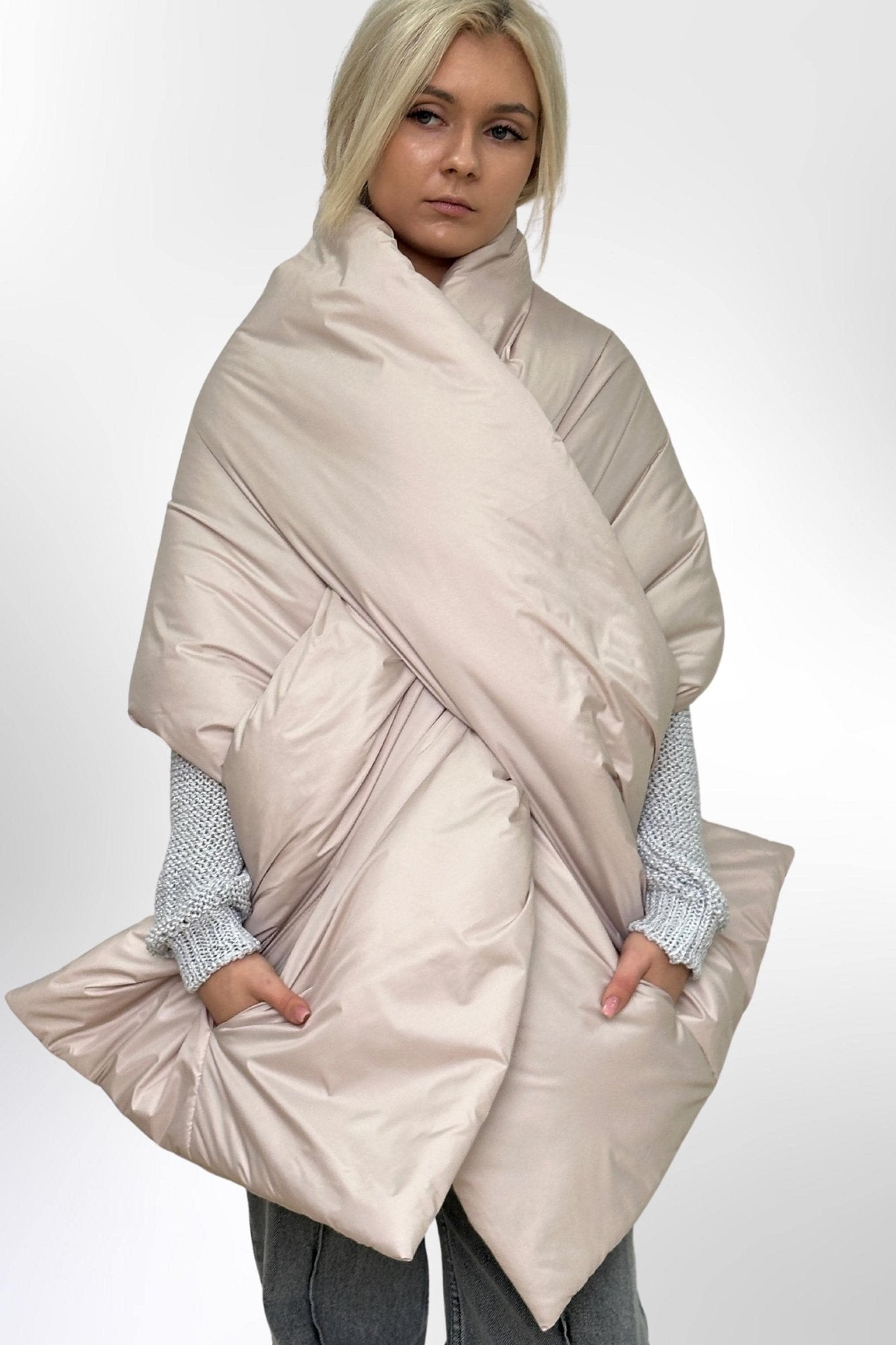 Leopard Puffer Large Scarf 20x85in with 2 pockets Blanket Shawl Cape Around Shoulders Wrap Warm Winter Gift More Colors - FAVORITTI