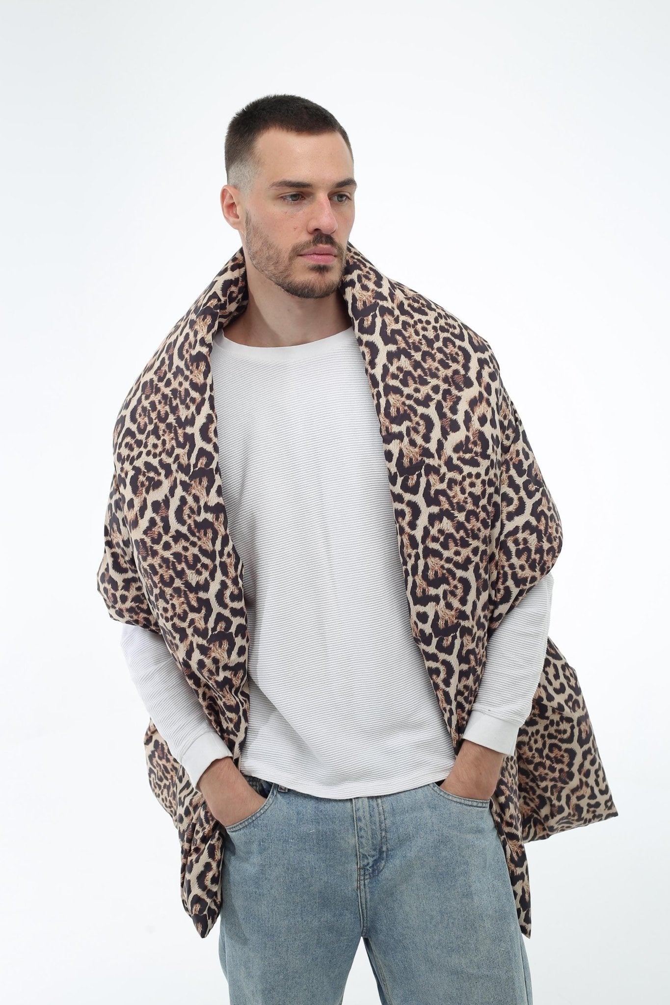 Men's Puffer Large Scarf 20x85in with 2 pockets Olive Army Blanket Shawl Cape Around Shoulders Wrap Warm Winter Gift More Colors - FAVORITTI