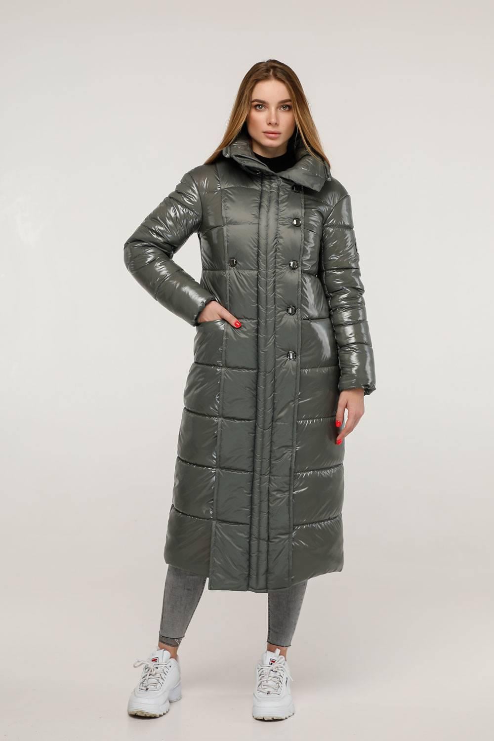 Olive Green Long Puffer Coat Warm Winter Clothing Пуховик ПВ - 1279 Лак Тон 25 - FAVORITTI