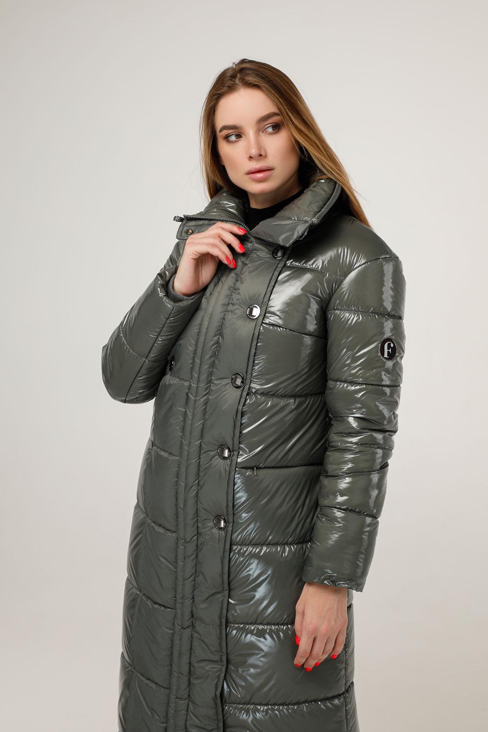 Olive Green Long Puffer Coat Warm Winter Clothing Пуховик ПВ - 1279 Лак Тон 25 - FAVORITTI
