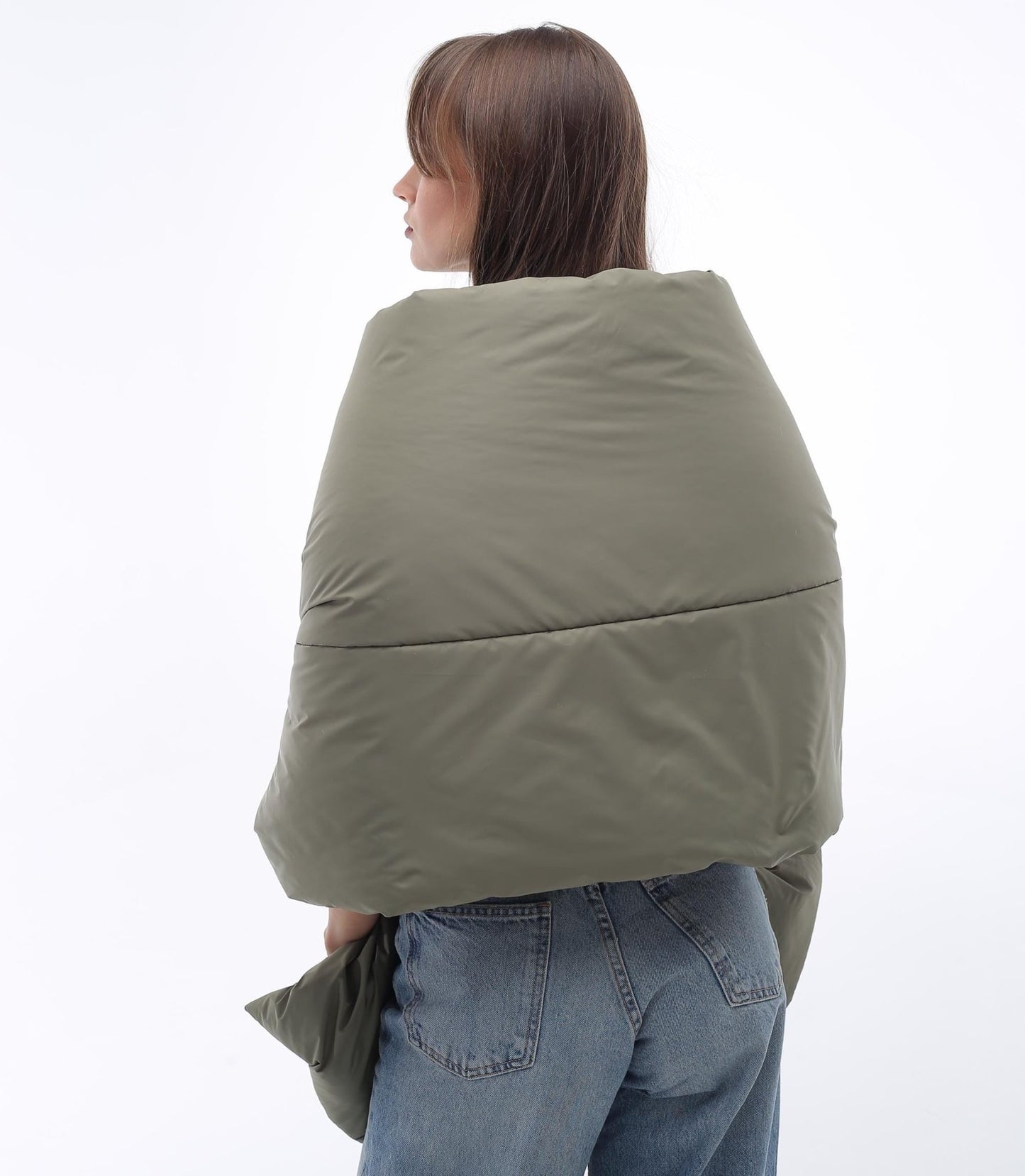 Olive Puffer Large Scarf 20x85in with 2 pockets Blanket Shawl Cape Around Shoulders Wrap Warm Winter Gift - FAVORITTI