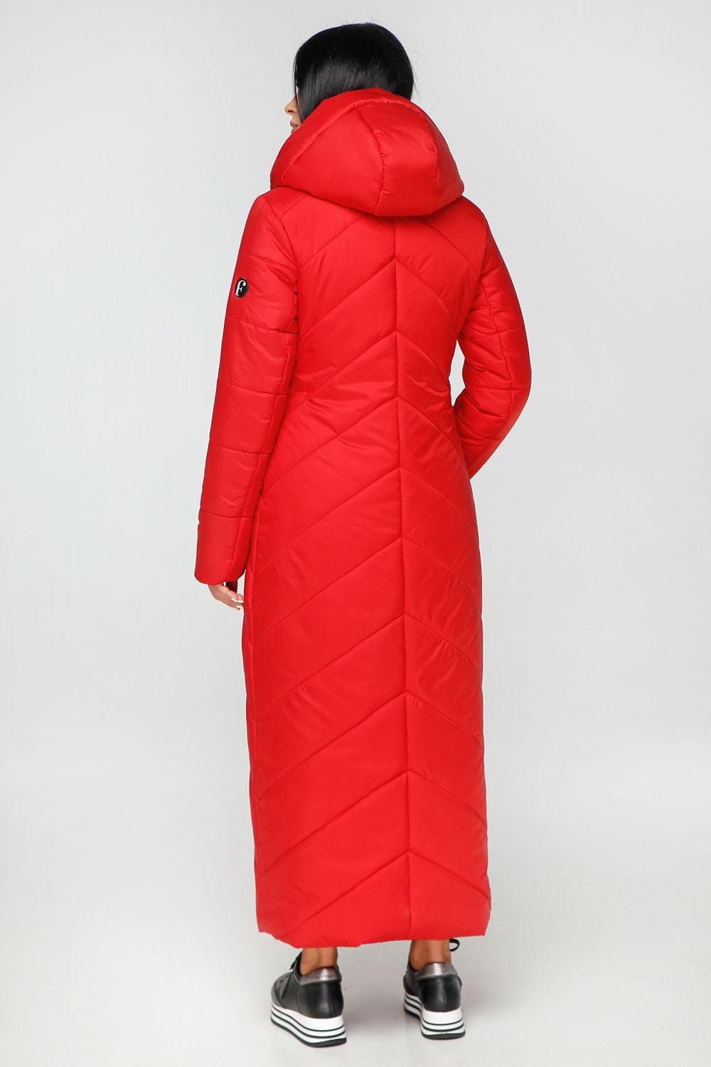 Red Long Puffer Coat Winter Warm Women's Clothing Пуховик ПВ - 1133 Лаке Тон 76 - FAVORITTI