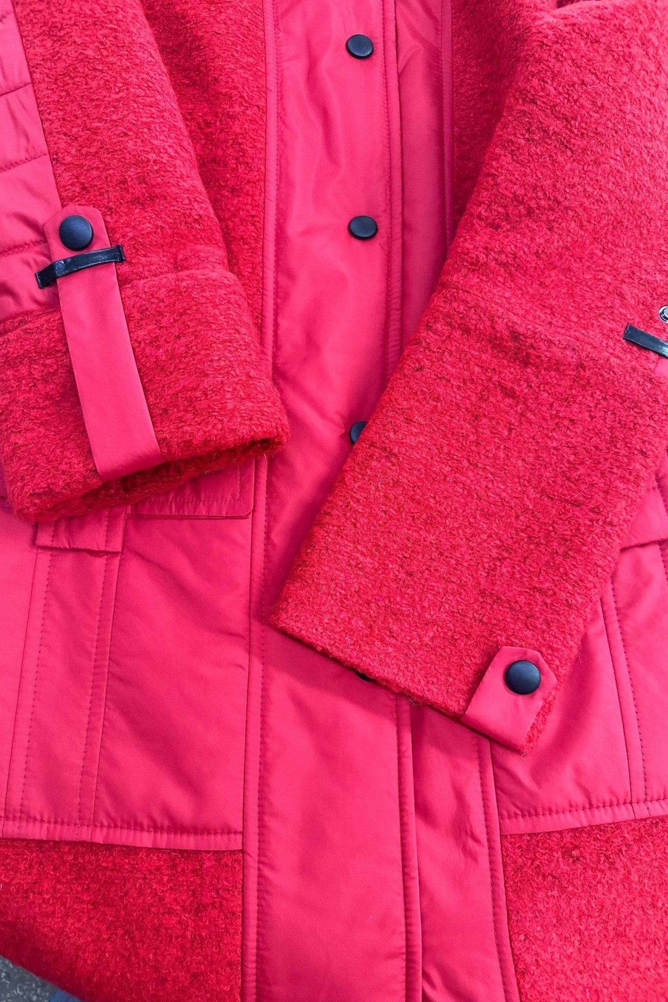 Red Puffer Quilted Coat with Pockets for Women - Long Warm Jacket Пальто В - 1242 Art.6484 Teddy Bouclet Тон 1013 - FAVORITTI