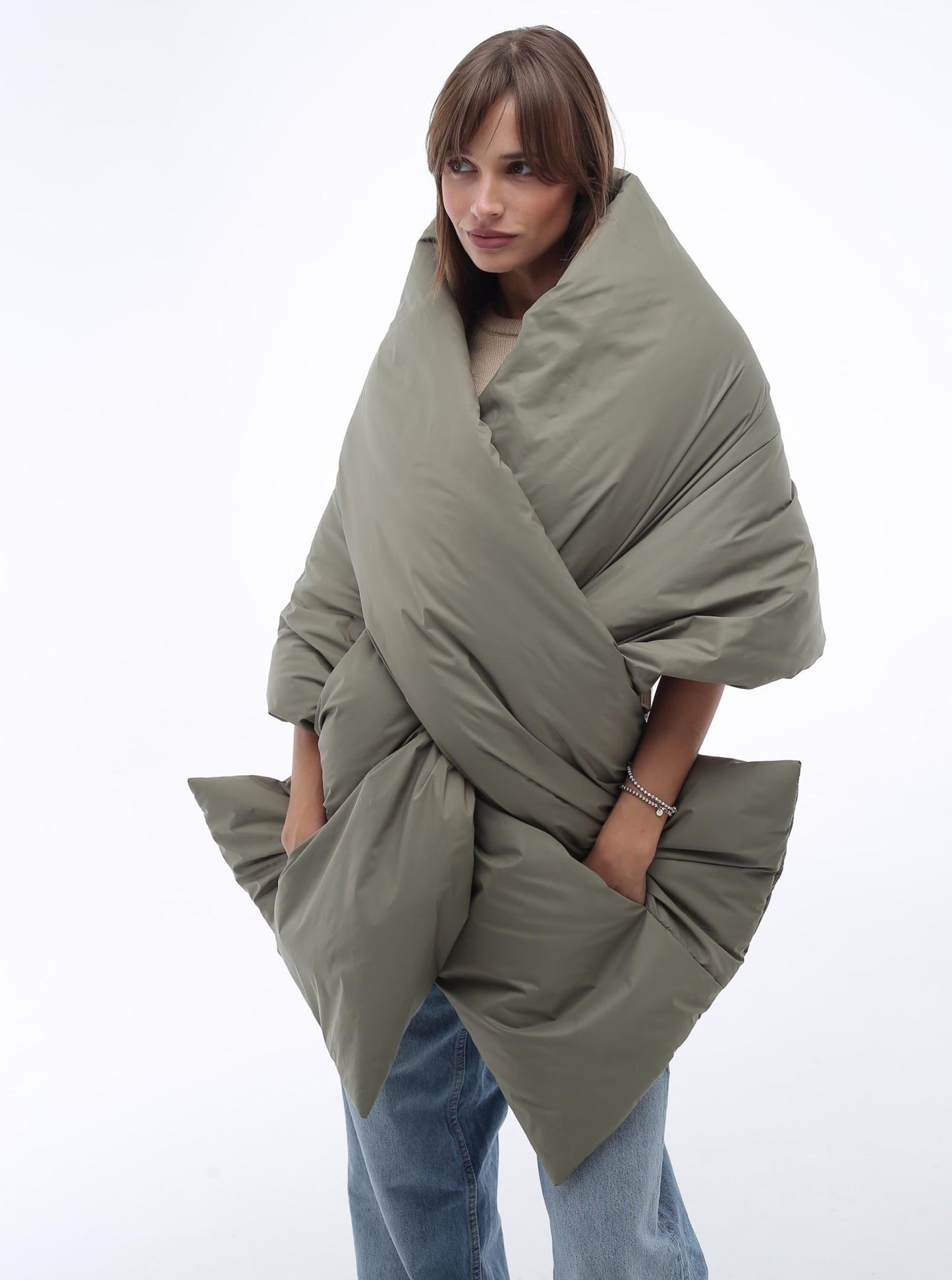 Unisex Puffer Large Scarf 20x85in with 2 pockets Outdoor Blanket Shawl Cape Around Shoulders Wrap Warm Winter Gift More Colors - FAVORITTI