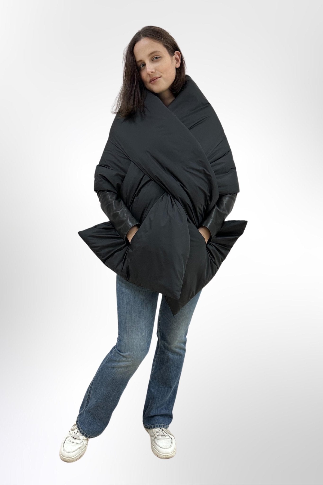 Winter Shawl Shoulder Cape Scarf With Pockets Puffer Large Stole 20x85in Blanket Wrap Warm Gift Womens Clothing - FAVORITTI