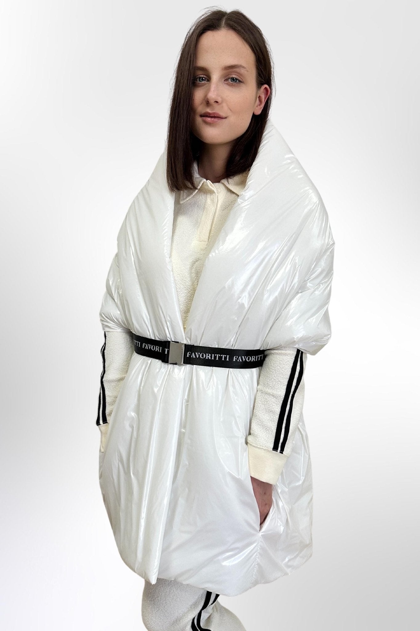 Women's Puffer Blanket Shawl Cape with Removable Belt Warm Gift Womens Clothing - FAVORITTI