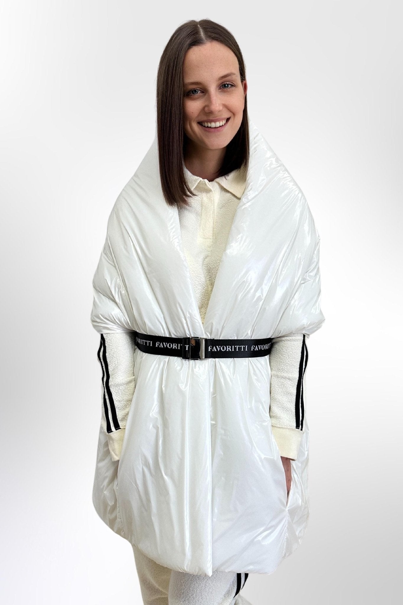 Women's Puffer Blanket Shawl Cape with Removable Belt Warm Gift Womens Clothing - FAVORITTI