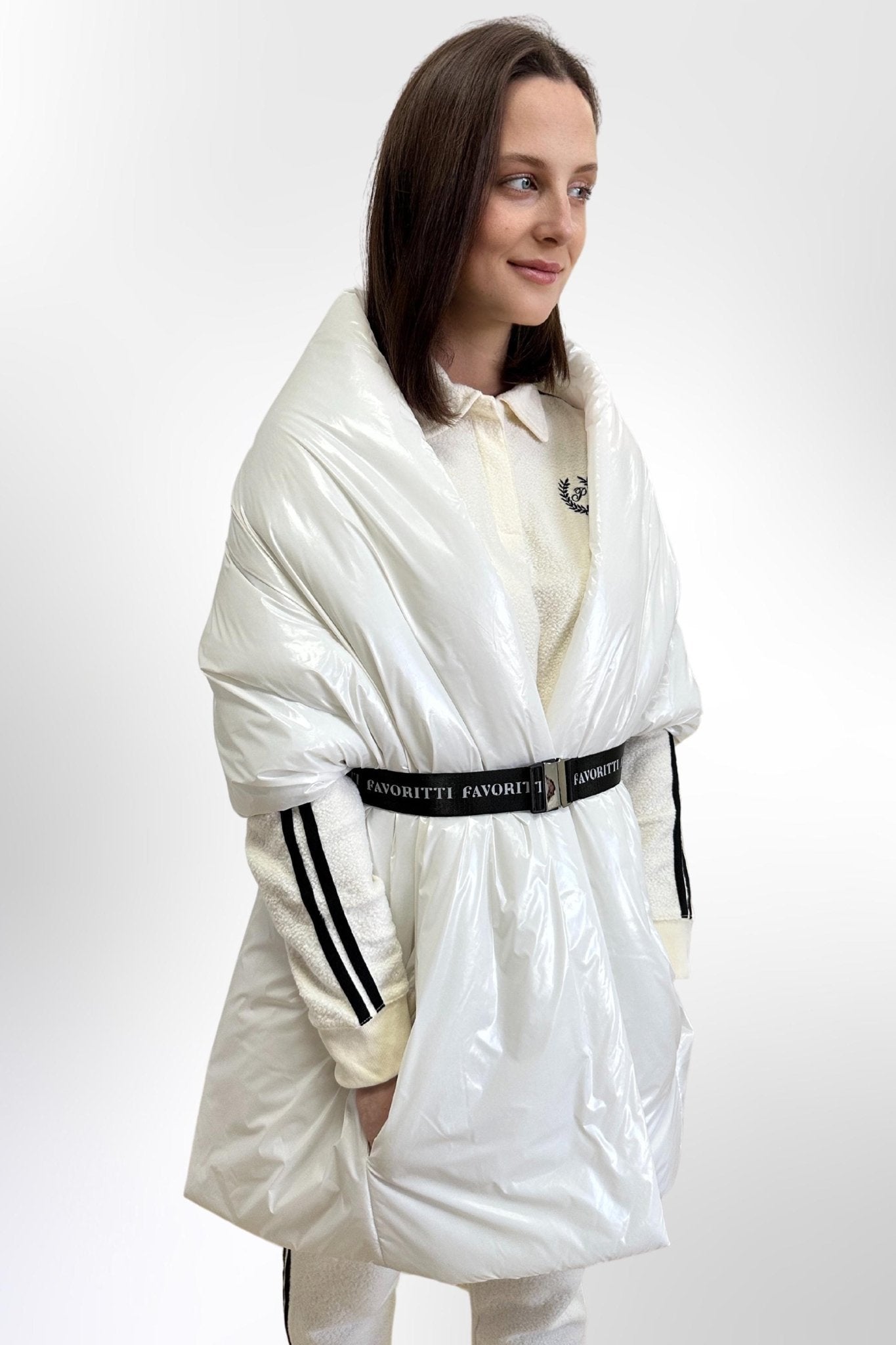 Women's Puffer Blanket Shawl Cape with Removable Belt Warm Gift Womens Clothing - FAVORITTI