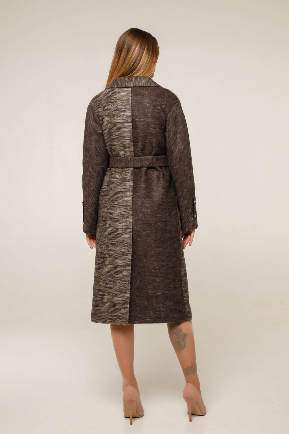 Wool Coat With Belt Wool Belted Lined Patterned Textured Midi Outerwear Пальто В - 1285 Сashimire Тон 1 - FAVORITTI