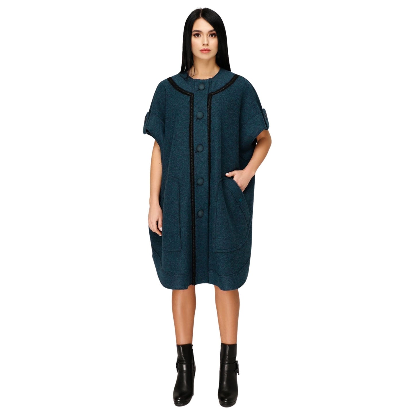 Wool Poncho Women Loose Fit Mid - Length Oversized Coat One Size Пончо В - 1185 Cost Тон 10 - FAVORITTI