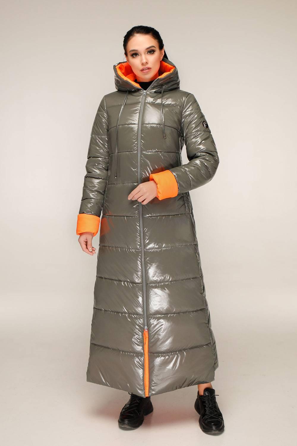 Army Orange Long Puffer Coat With Hood Women Waterproof and Windproof Winter Jacket Пуховик ПВ - 1202 Лак Тон 25 + Тон 97 - FAVORITTI