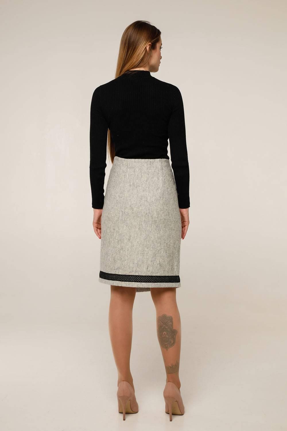 Asymmetric Wool Wrap Skirt A - Line Midi for Autumn and Winter Юбка Ю - 1077 Aрт.160406 Тон 3 - FAVORITTI