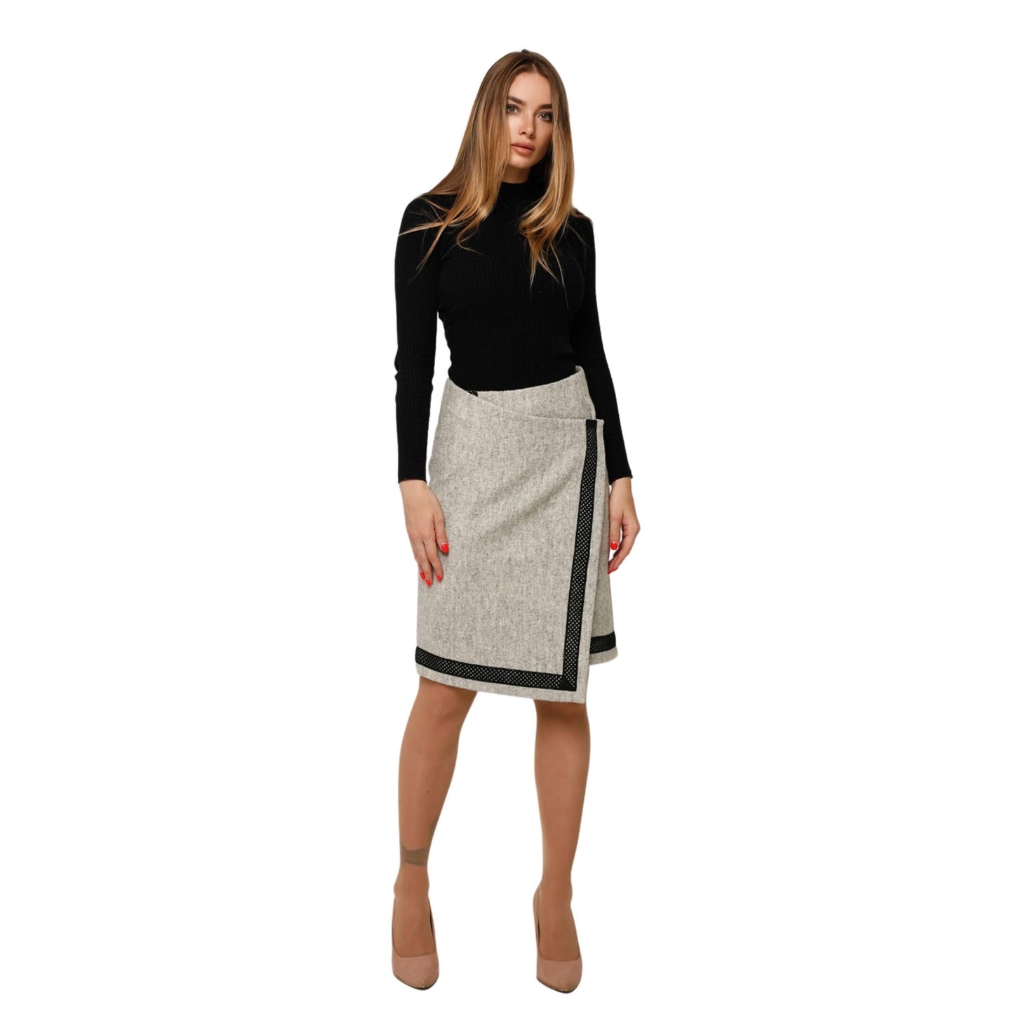 Asymmetric Wool Wrap Skirt A - Line Midi for Autumn and Winter Юбка Ю - 1077 Aрт.160406 Тон 3 - FAVORITTI