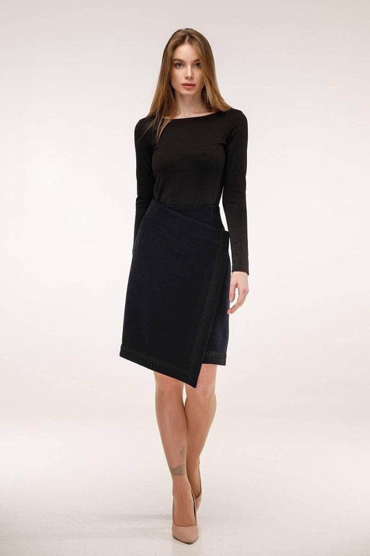 Asymmetric Wool Wrap Skirt - A - Line Midi for Autumn and Winter Юбка Ю - 1077 Singro Тон 14 - FAVORITTI