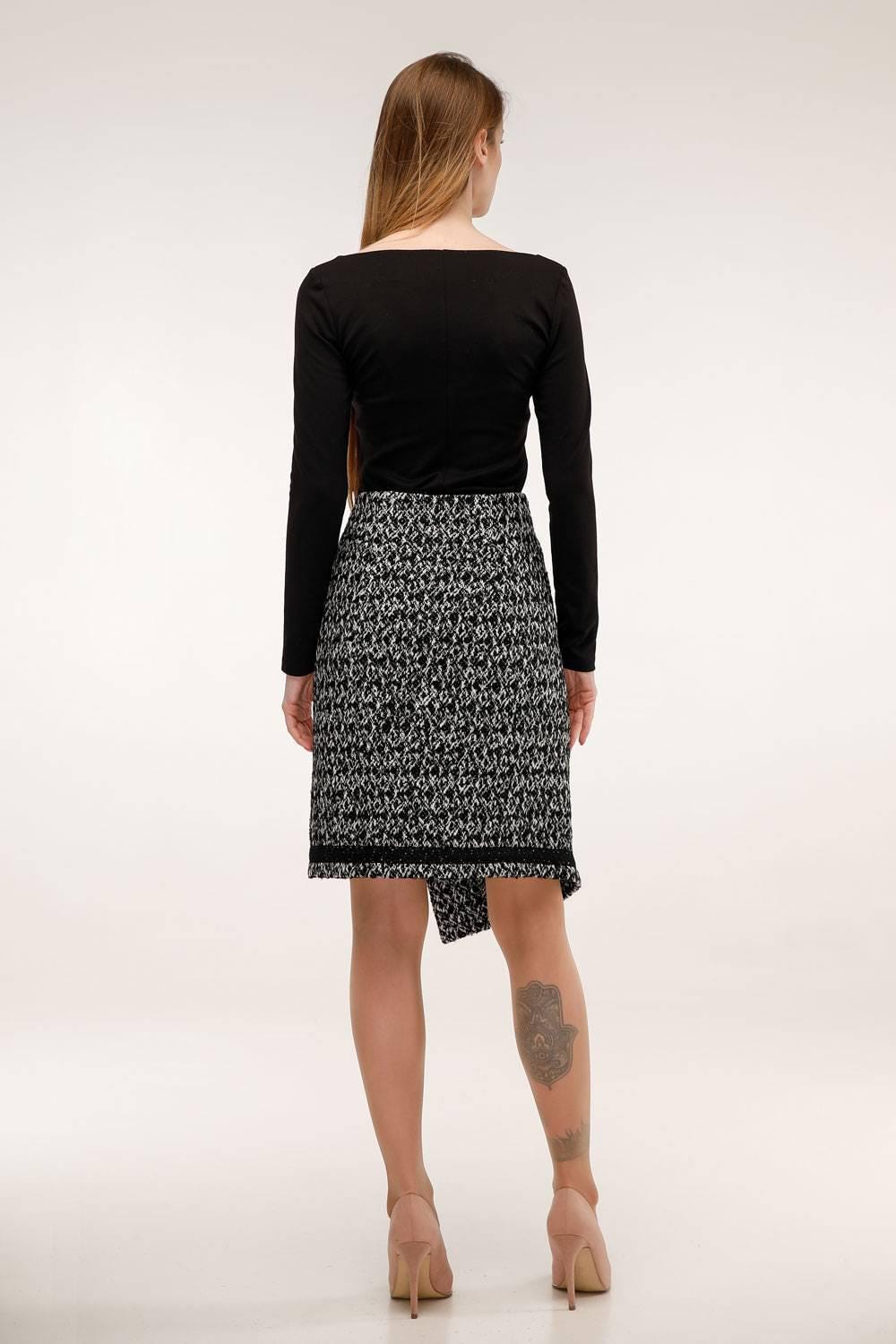 Asymmetric Wool Wrap SkirtA - Line Midi for Autumn and Winter Юбка Ю - 1077 Brna Fiocco Тон 7 - FAVORITTI