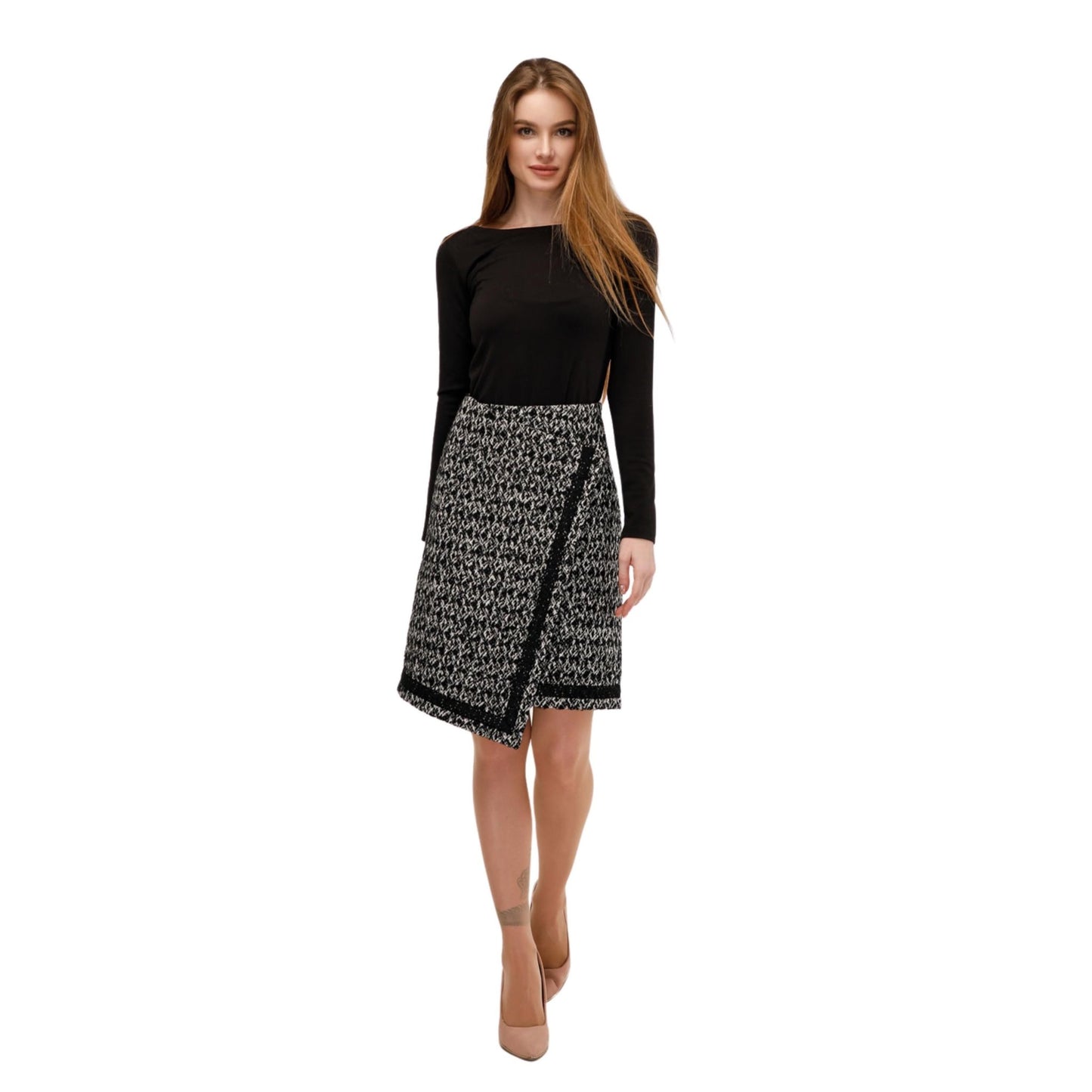 Asymmetric Wool Wrap SkirtA - Line Midi for Autumn and Winter Юбка Ю - 1077 Brna Fiocco Тон 7 - FAVORITTI