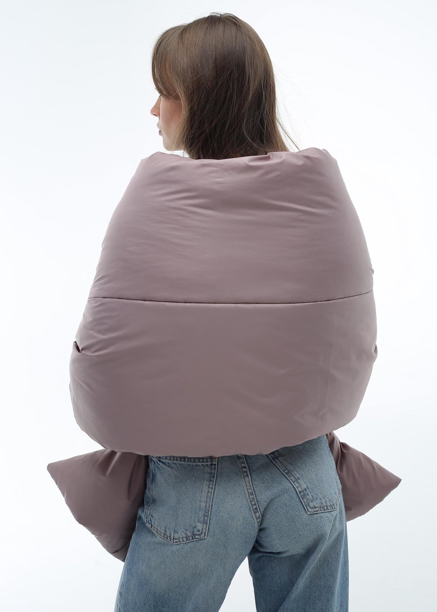 Beige Puffer Large Scarf 20x85in with 2 pockets Blanket Shawl Cape Around Shoulders Wrap Warm Winter Gift More Colors - FAVORITTI