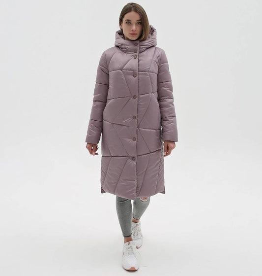 Beige Puffer Quilted Coat Womens Puff Jacket Пуховик ПВ - 1304 Лаке Тон 116 - FAVORITTI