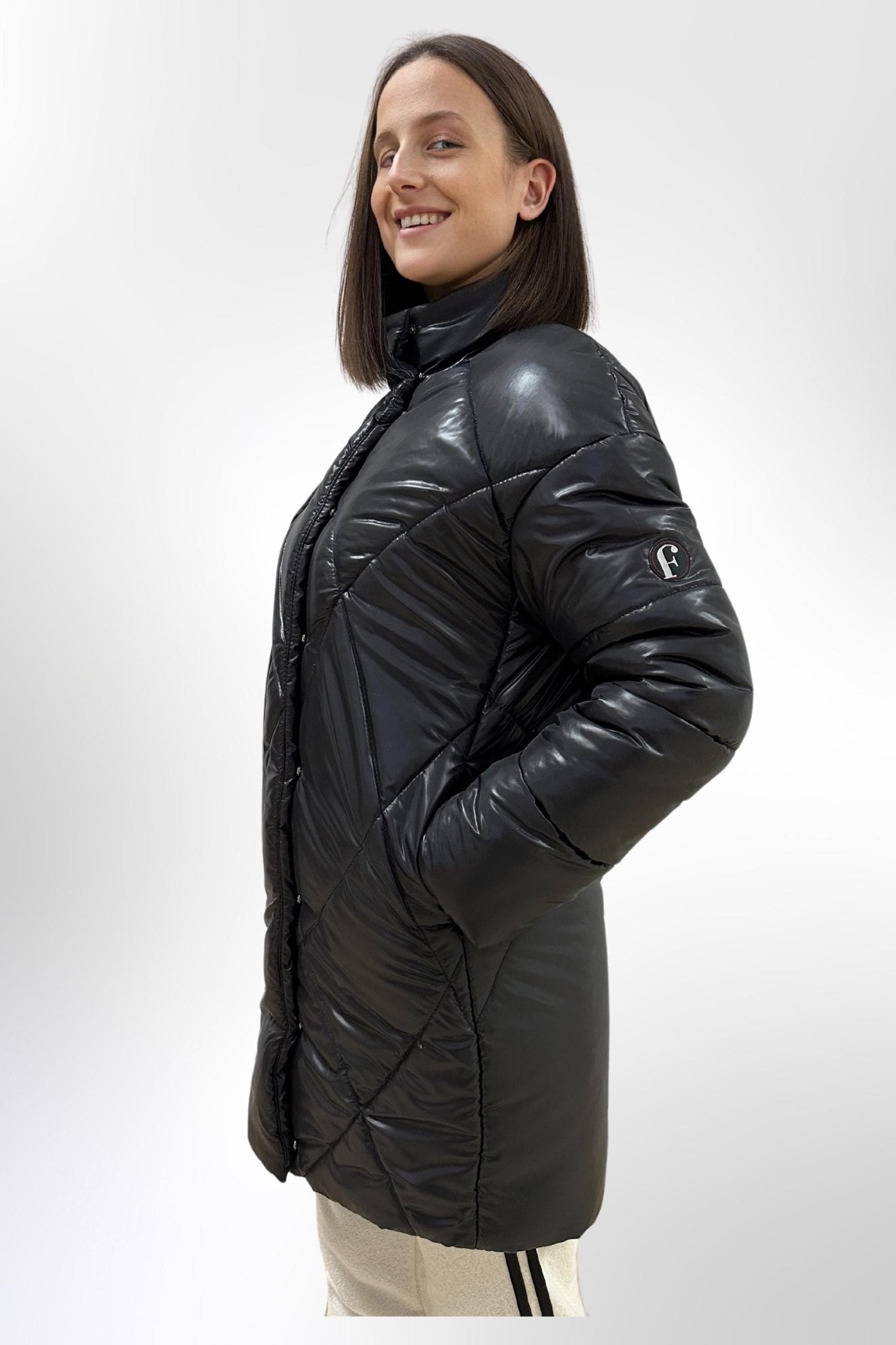 Black Puffer Jacket Women Winter Set 3 - pieces Down Jacket Scarf Mittens Puffy Coat Пуховик ПВ - 1291 Лаке Тон 21 - FAVORITTI