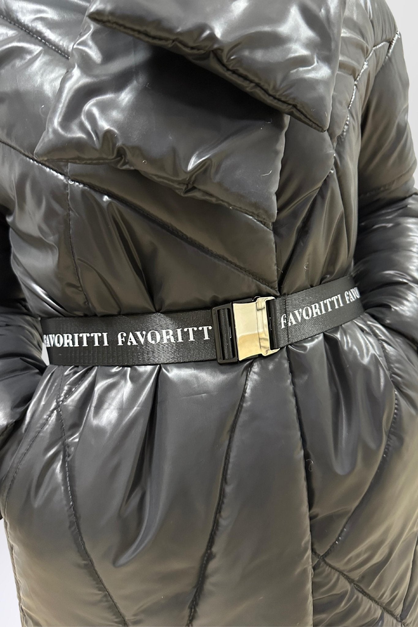 Black Puffer Jacket Women Winter Set 3 - pieces Down Jacket Scarf Mittens Puffy Coat Пуховик ПВ - 1291 Лаке Тон 21 - FAVORITTI
