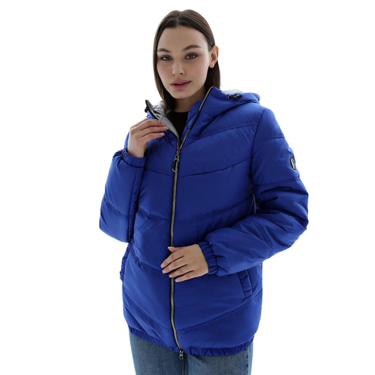 Blue Puffer Jacket Women Puffy Hooded Coat Waterproof and Windproof Куртка В - 1237 Лаке Тон 54Д + Тон 5А - FAVORITTI