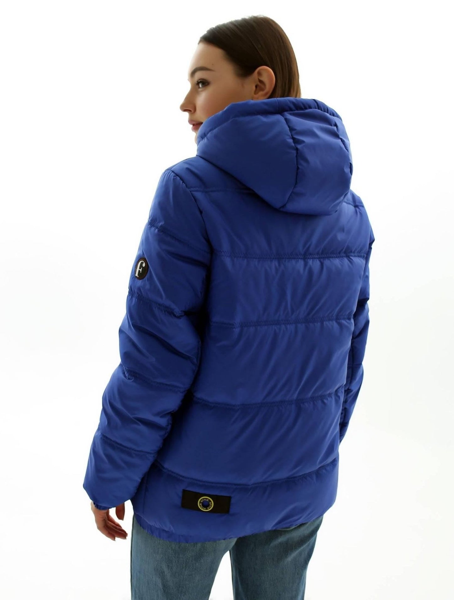 Blue Puffer Jacket Women Puffy Hooded Coat Waterproof and Windproof Куртка В - 1237 Лаке Тон 54Д + Тон 5А - FAVORITTI