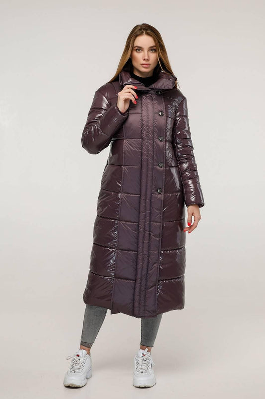 Brown Long Puffer Coat Warm Winter Clothing Пуховик ПВ - 1279 Лак Тон 22 - FAVORITTI