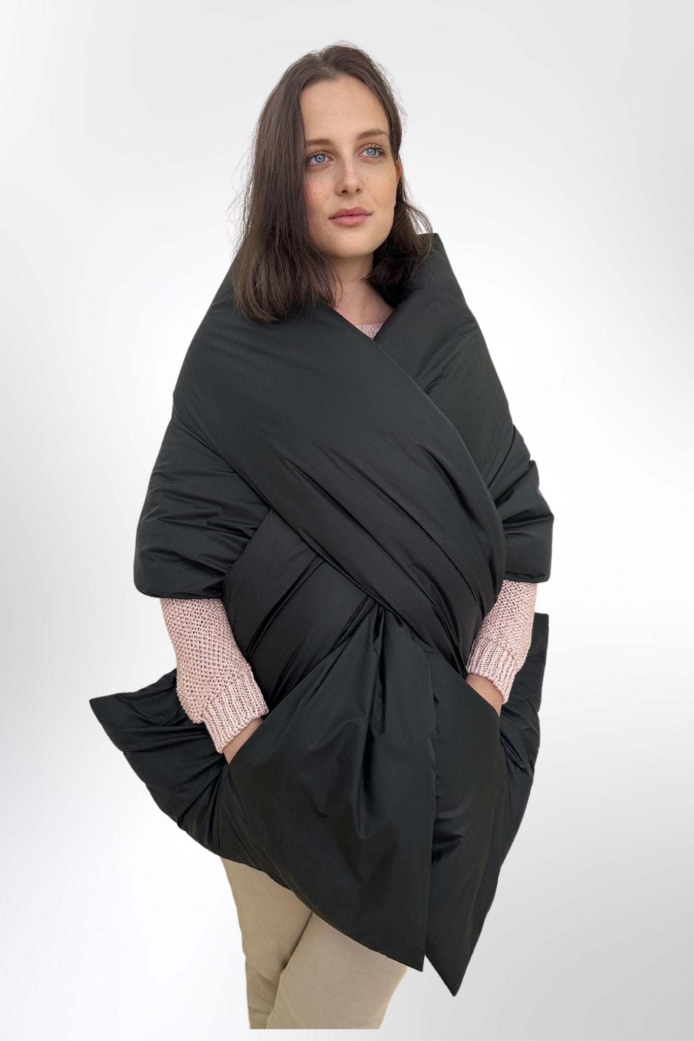 Cape Around Shoulders Wrap Warm Scarf With Pockets Puffer Large Stole 20x85in Blanket Shawl Winter Gift Womens Clothing - FAVORITTI