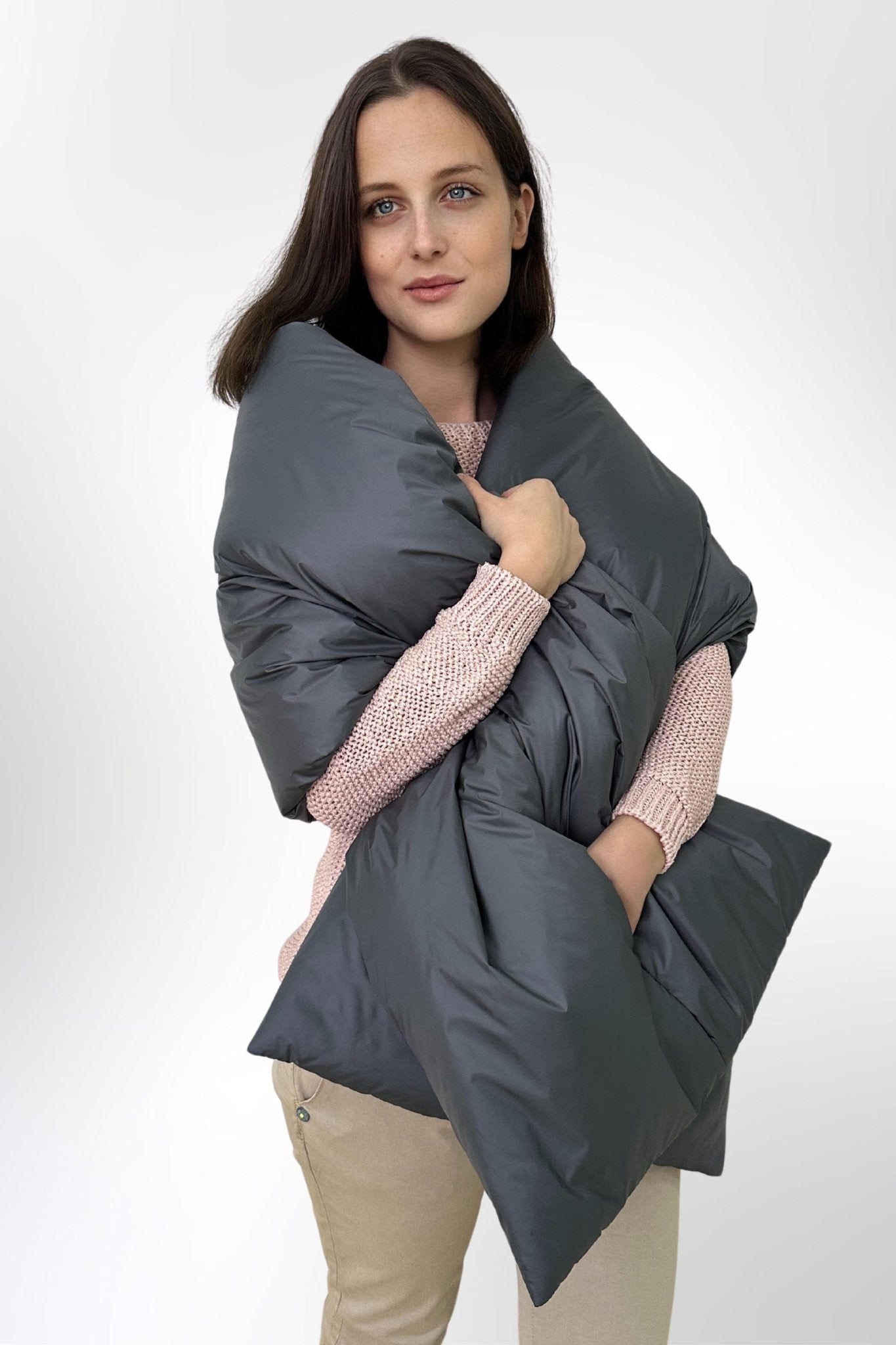 Cape Around Shoulders Wrap Warm Scarf With Pockets Puffer Large Stole 20x85in Blanket Shawl Winter Gift Womens Clothing - FAVORITTI