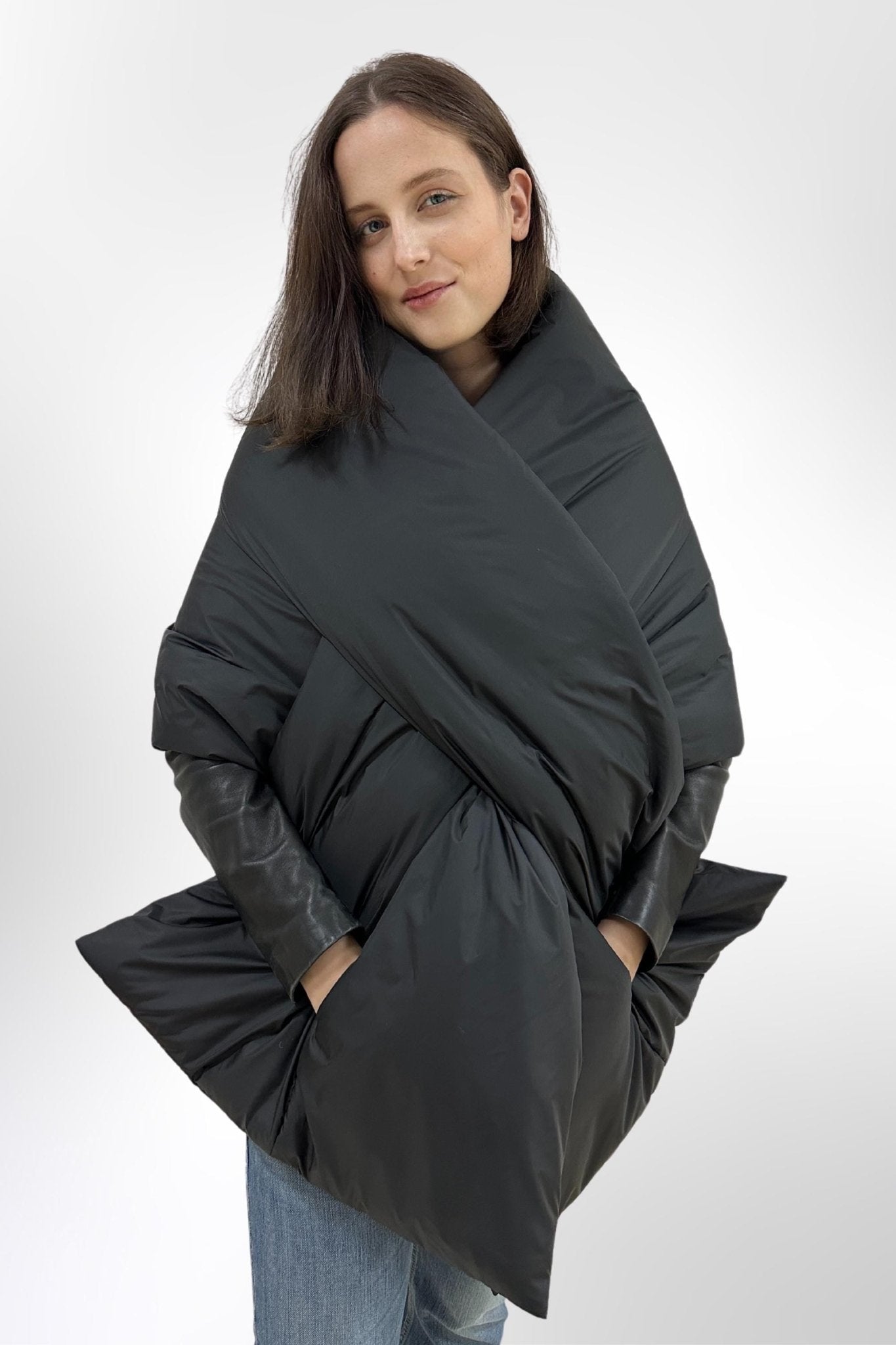 Cape Around Shoulders Wrap Warm Scarf With Pockets Puffer Large Stole 20x85in Blanket Shawl Winter Gift Womens Clothing - FAVORITTI