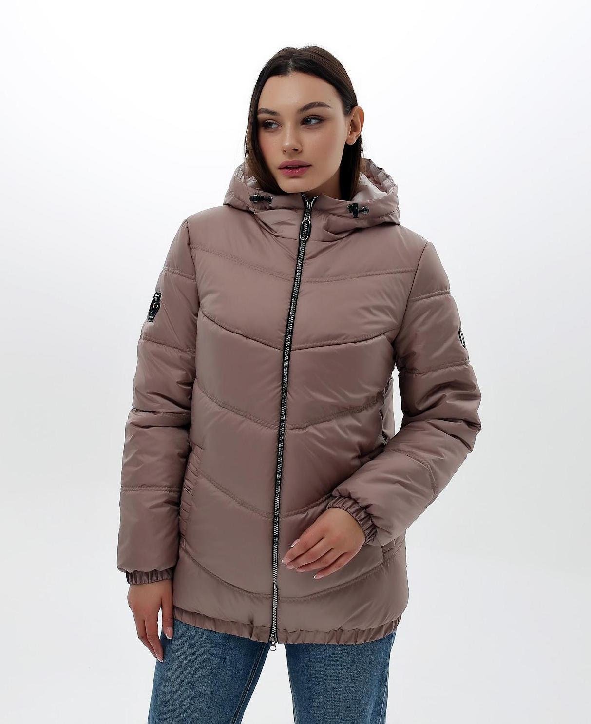 Cappuccino Puffer Jacket Women Puffy Hooded Coat Waterproof and Windproof Куртка В - 1237 Лаке Тон 89Д + Тон 88 - FAVORITTI