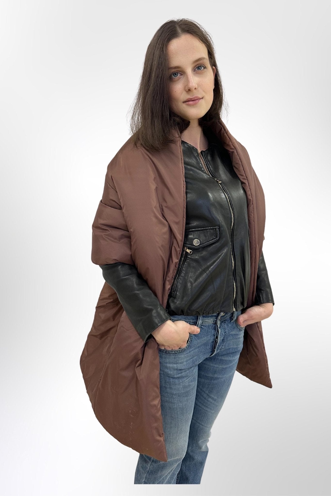 Chocolate Puffer Blanket Shawl Stole Around Shoulders Wrap Cape Large Scarf 20x85in With Pockets Warm Winter Christmas Gift Womens Clothing - FAVORITTI