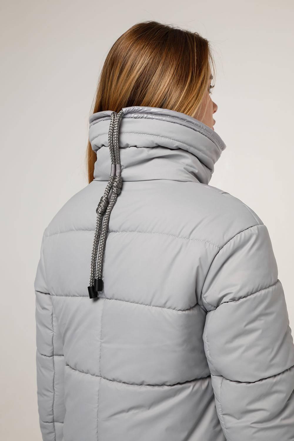 Gray Long Puffer Coat Warm Winter Clothing Пуховик ПВ - 1279 Лаке Тон 5А - FAVORITTI