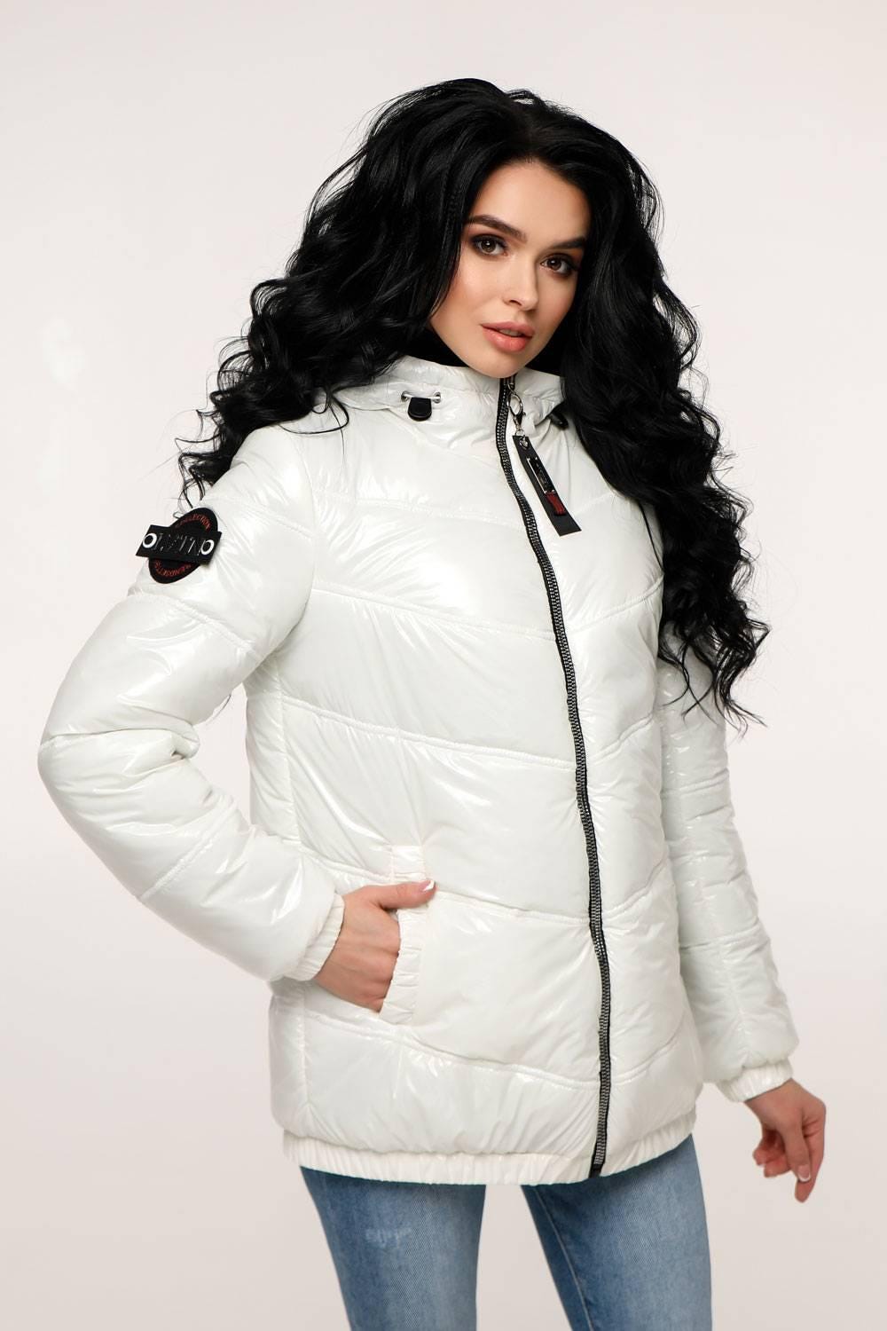 Ivory Puffer Jacket Women White Puffy Hooded Coat Waterproof and Windproof Куртка В - 1237 Лак Тон 20 + Тон 21 - FAVORITTI